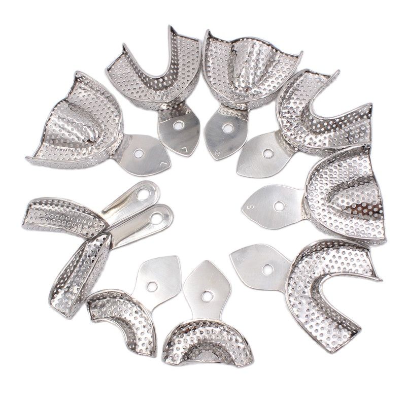 Dental Impression Tray Stainless Steel Teeth Tray Autoclavable Denture Instrument Trays Dentist