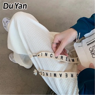 Du Yan Puff กางเกงขากว้าง ลําลอง ผ้าตาข่าย แบบผูกเชือก ขนาดเล็ก แฟชั่นฤดูใบไม้ผลิ และฤดูใบไม้ร่วง