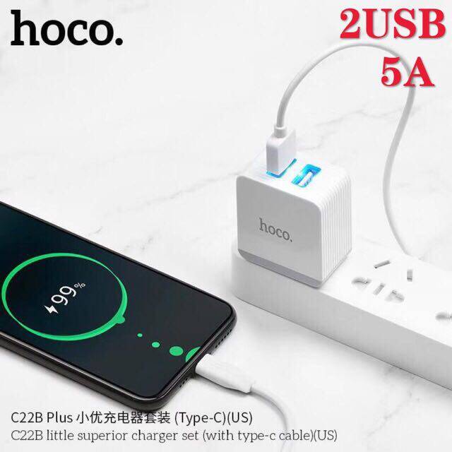 hoco-รุ่น-c22b-plus-ชาร์จเร็ว-ชุดชาร์จ-หัวชาร์จ-สายชาร์จ-ที่ชาร์จไฟ-5a-2usb-สำหรับ-ios-micro-usb-type-c-ส่งจากไทย-แท้