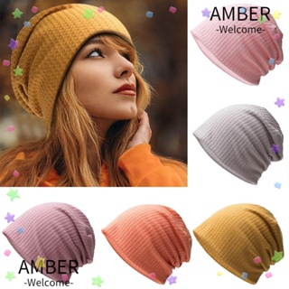 Amber หมวกบีนนี่ลําลอง ผ้าถัก ยืดหยุ่น สไตล์ฮิปฮอป แฟชั่นฤดูใบไม้ร่วง ฤดูหนาว สําหรับผู้หญิง