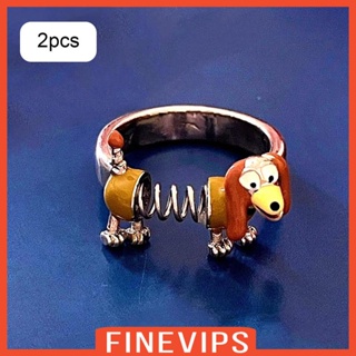 [Finevips] แหวนนิ้วมือ รูปสัตว์ เปิดปรับได้ เครื่องประดับ สําหรับงานปาร์ตี้ 2 ชิ้น