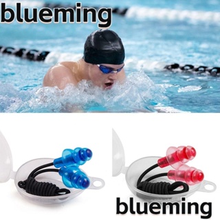 Blueming2 ที่อุดหูว่ายน้ํา ซิลิโคนนุ่ม สีแดง น้ําเงิน พร้อมสาย ลดเสียงรบกวน ใช้ซ้ําได้ การป้องกันการได้ยิน การศึกษา ที่ปิดหู ป้องกันเสียงรบกวน สากล