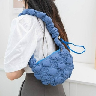 Lightweight soft waxy Korean Yunduo bubble fold down bag underarm rope one-shoulder bag nylon dumpling bag