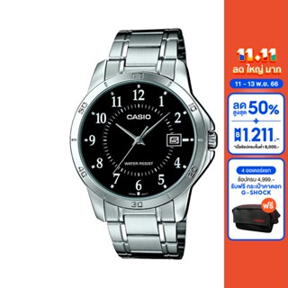 CASIO นาฬิกาข้อมือ CASIO รุ่น MTP-V004D-1BUDF วัสดุสเตนเลสสตีล สีดำ