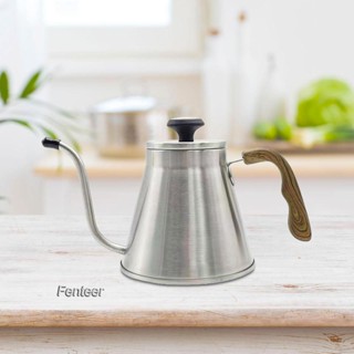 [Fenteer] กาต้มน้ําชา กาแฟ แบบคอห่าน ด้ามจับไม้ สําหรับบ้าน คาเฟ่