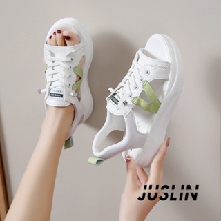 JUSLIN   รองเท้าแตะผู้หญิง ส้นแบน ใส่สบาย สไตล์เกาหลี รองเท้าแฟชั่น 2023 ใหม่  ทันสมัย สวยงาม ins Trendy B98G0G1 37Z230910