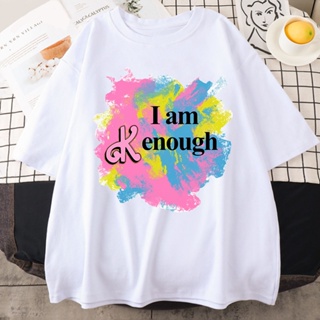 เสื้อเลือกตั้ง 【พร้อมส่ง】เสื้อยืดลําลอง ผ้าฝ้าย 100% พิมพ์ลายกราฟฟิค I Am Kenough สีชมพู สําหรับผู้ชาย และผู้หญิง 2023