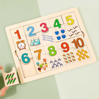  3D Digital  Hand Grab Matching Board Early Educational Wooden Puzzle Montessori Toys Jigsaw Puzzle for Children Kids over 3 Girls