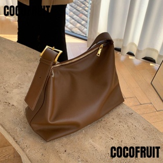 Cocofruit กระเป๋าถือ กระเป๋าสะพายไหล่ หนังนิ่ม ความจุขนาดใหญ่ สีพื้น สําหรับสตรี