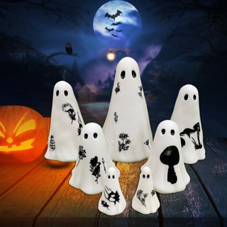 Halloween_ ฟิกเกอร์เรซิ่น รูปผีฮาโลวีน กันจางหาย สีขาว 3 5 7 ชิ้น