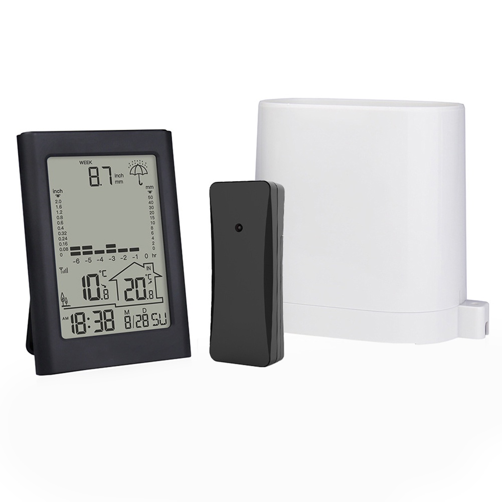⭐NEW ⭐Rain Gauge Seven Languages Time Display Week Spelling Low Battery