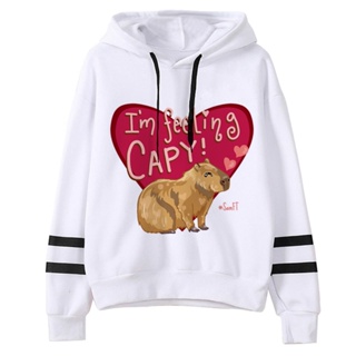 Capybara เสื้อกันหนาวมีฮู้ด ลายการ์ตูนอนิเมะ Kawaii streetwear y2k สําหรับผู้หญิง