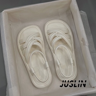 JUSLIN   รองเท้าแตะผู้หญิง ส้นแบน ใส่สบาย สไตล์เกาหลี รองเท้าแฟชั่น 2023 ใหม่  รุ่นใหม่ ins ทันสมัย สบาย B98G0ZG 37Z230910