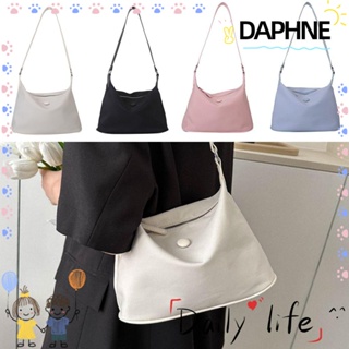 Daphne กระเป๋าสะพายไหล่ กระเป๋าถือ ทรงโท้ท ลําลอง ความจุขนาดใหญ่ สีพื้น สําหรับสตรี