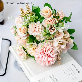 [attractivefinewell] ช่อดอกกุหลาบจําลอง ราคาถูก สําหรับตกแต่งบ้าน ห้องนั่งเล่น โต๊ะงานแต่งงาน
