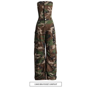 [New product in stock] personalized fashion camouflage pattern womens jumpsuit 2023 new style bra slim fit work casual pants womens quality assurance CSVR