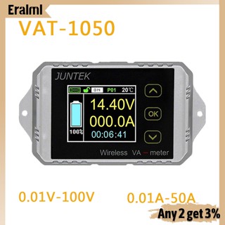 Eralml Juntek VAT1050 เครื่องวัดแรงดันไฟฟ้าไร้สาย 100V 50A แบตเตอรี่รถยนต์ 12V 24V 48V