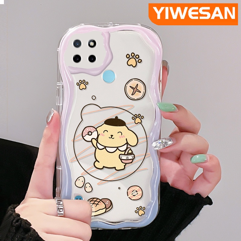 สําหรับ-realme-c21y-c25y-เคส-การ์ตูน-pom-pom-purin-ขอบคลื่น-เคสโทรศัพท์ใส-ใหม่-เนื้อครีม-กันกระแทก-ซิลิโคน-เคส