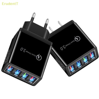 [ErudentT] 4 พอร์ต ชาร์จเร็ว QC 3.0 USB ฮับ ที่ชาร์จผนัง อะแดปเตอร์ปลั๊ก [ใหม่]