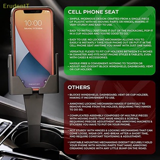 [ErudentT] ที่วางโทรศัพท์ในรถยนต์ ติดตั้งง่าย มั่นคง 2 in 1 ป้องกันการตก เป็นมิตรกับสิ่งแวดล้อม รองรับที่วางแก้ว สีดํา อุปกรณ์ยึดโทรศัพท์ในรถยนต์ [ใหม่]