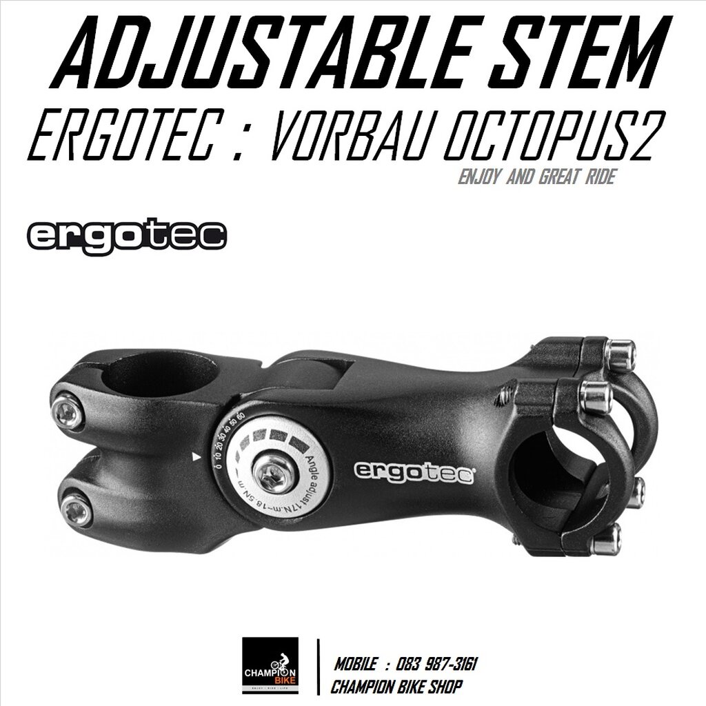 Ergotec Stem Octopus XL (Ahead 50, 28.6/31.8, 50/115mm | Black Sandblasted)
