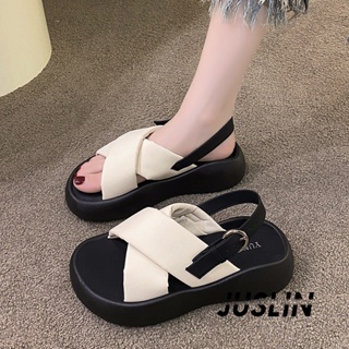 JUSLIN   รองเท้าแตะผู้หญิง ส้นแบน ใส่สบาย สไตล์เกาหลี รองเท้าแฟชั่น 2023 ใหม่  Unique Korean Style สไตล์เกาหลี High quality B98G0GY 37Z230910