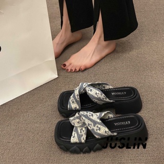 JUSLIN   รองเท้าแตะผู้หญิง ส้นแบน ใส่สบาย สไตล์เกาหลี รองเท้าแฟชั่น 2023 ใหม่  คุณภาพสูง รุ่นใหม่ Chic ทันสมัย B28G15P 37Z230910