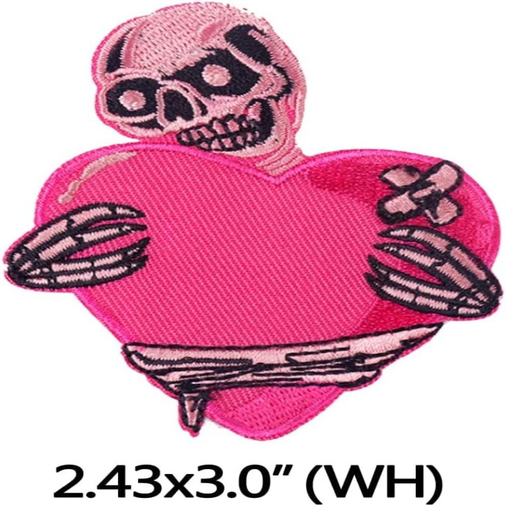 cactu-แผ่นผ้าโพลีเอสเตอร์-ปักลายหัวกะโหลก-โครงกระดูก-หัวใจ-ขนาด-3-3x2-5-นิ้ว-2-43x3-0-นิ้ว-สีชมพู-6-ชิ้น