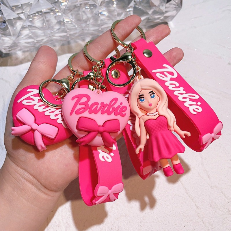 พวงกุญแจ-จี้ตุ๊กตาบาร์บี้-pvc-สีชมพูน่ารัก-เหมาะกับของขวัญ-ของเล่นสําหรับเด็ก