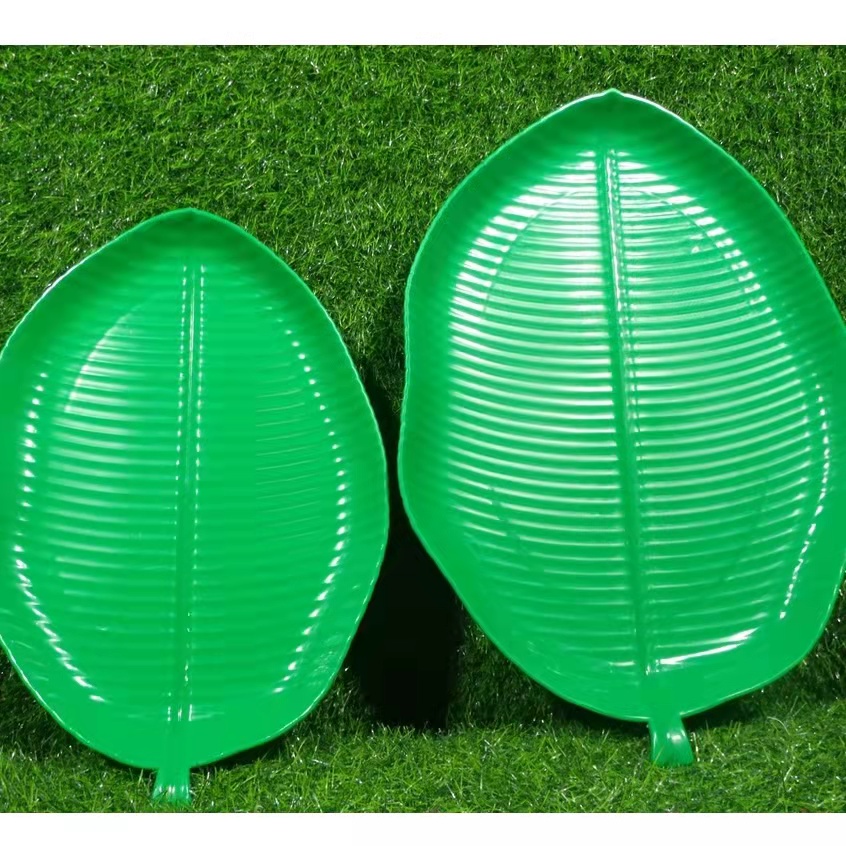 plastic banana leaf plate (small and big size) COD Shopee Thailand