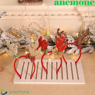 Anemone ที่คาดผม ผ้ากํามะหยี่ขนนิ่ม รูปซานต้า กวาง คริสต์มาส ประดับโบว์ สําหรับผู้หญิง