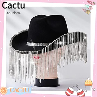 Cactu หมวกคาวบอย ประดับเพชร พลอยเทียม กลิตเตอร์ 12 ซม. แฟชั่น สําหรับผู้ชาย ผู้หญิง ใส่ไปงานเทศกาล