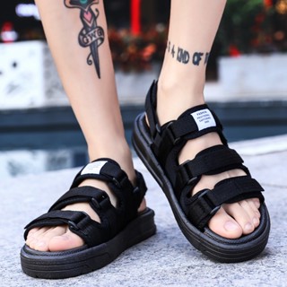 พร้อมส่ง รองเท้าแตะลําลอง ผ้าแคนวาส ส้นหนา ถอดออกได้ เหมาะกับเดินชายหาดกลางแจ้ง สําหรับผู้ชาย และผู้หญิง