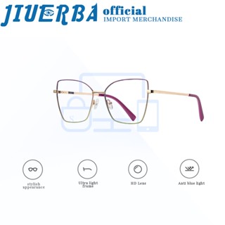 JIUERBA แว่นตา กรอบโลหะ ป้องกันรังสียูวี ป้องกันแสงสีฟ้า คุณภาพสูง สไตล์ตะวันตก แฟชั่นสําหรับผู้ชาย และผู้หญิง