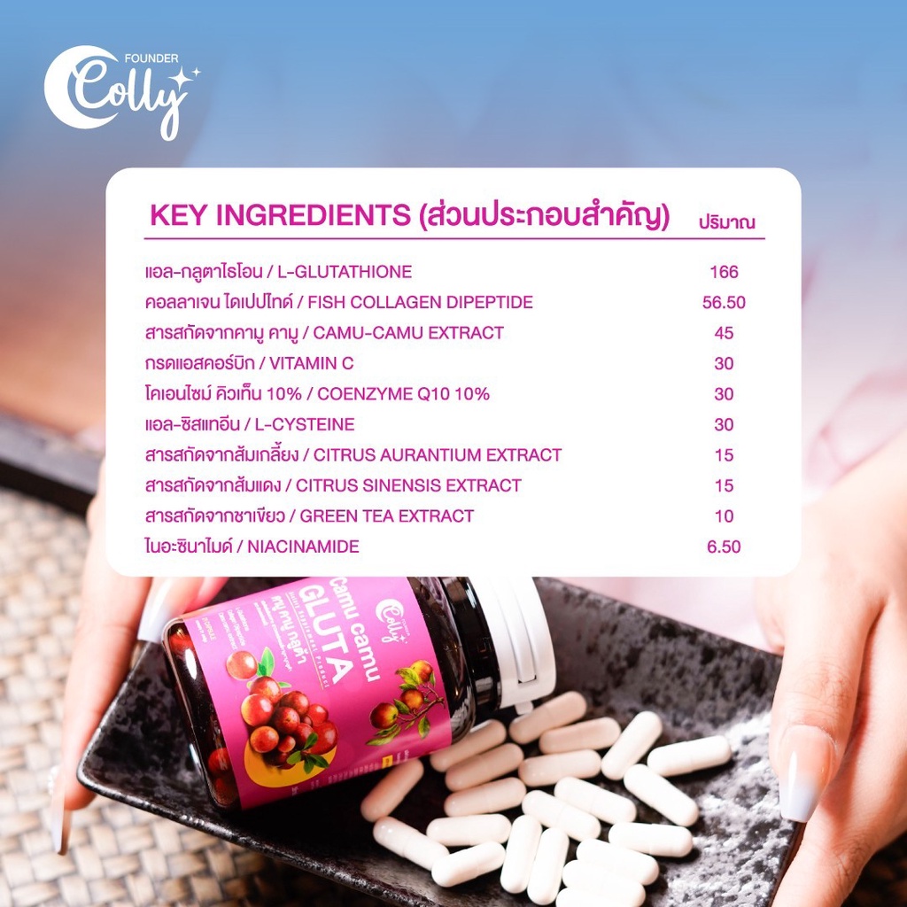 โปร-2-แถม-4-ฟาวเดอร์คอลลี่-คามูคามู-กลูต้า-foundercolly-camucamu-gluta-กระตุ้นการสร้างเซลล์ผิวใหม่เพื่อผิวขาวกระจ่างใส