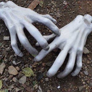 Halloween_ มือปลอมพลาสติก สําหรับตกแต่งบ้านผีสิง ฮาโลวีน 2 ชิ้น