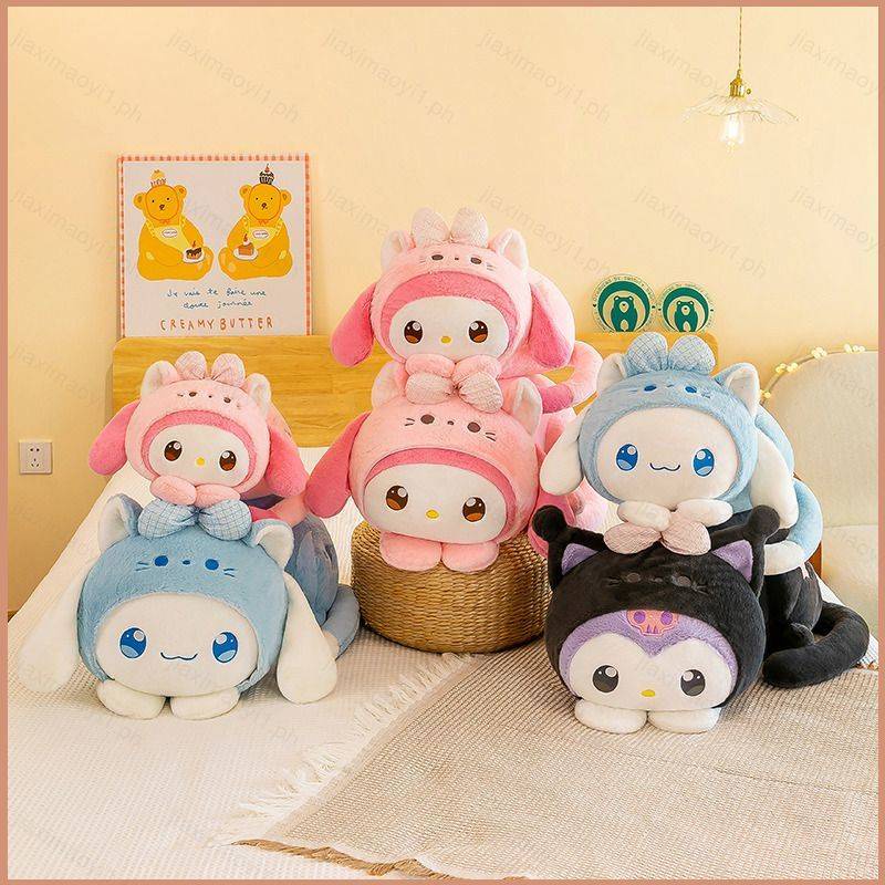 ตุ๊กตาแมวคอสเพลย์-sanrio-kuromi-melody-cinnamoroll-ขนาด-23-ซม-55-ซม-เหมาะกับของขวัญ-สําหรับตกแต่งบ้าน