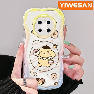 สําหรับ Huawei Mate 30 Pro Mate 40 Pro P30 Pro P40 เคสการ์ตูนปอมปอม Purin ขอบคลื่น เคสโทรศัพท์ใส ใหม่ เนื้อครีม กันกระแทก เคสซิลิโคน