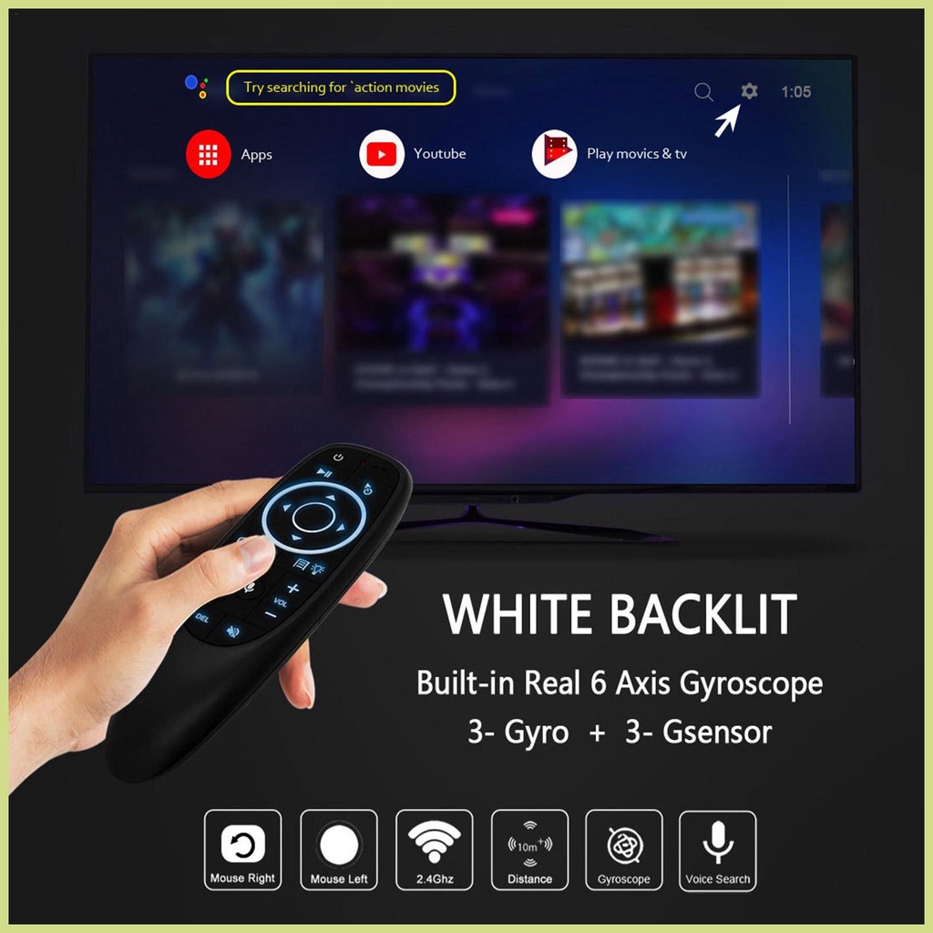Air Fly Mouse รีโมตคอนโทรลเมาส์ ควบคุมด้วยเสียง 2.4G ไฟแบ็คไลท์ แนวนอน ...