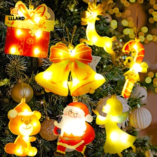 โคมไฟแขวน LED บรรยากาศคริสต์มาส / โคมไฟจี้การ์ตูนเกล็ดหิมะ ซานตาคลอส สโนว์แมน สําหรับตกแต่งหน้าต่างต้นคริสต์มาส