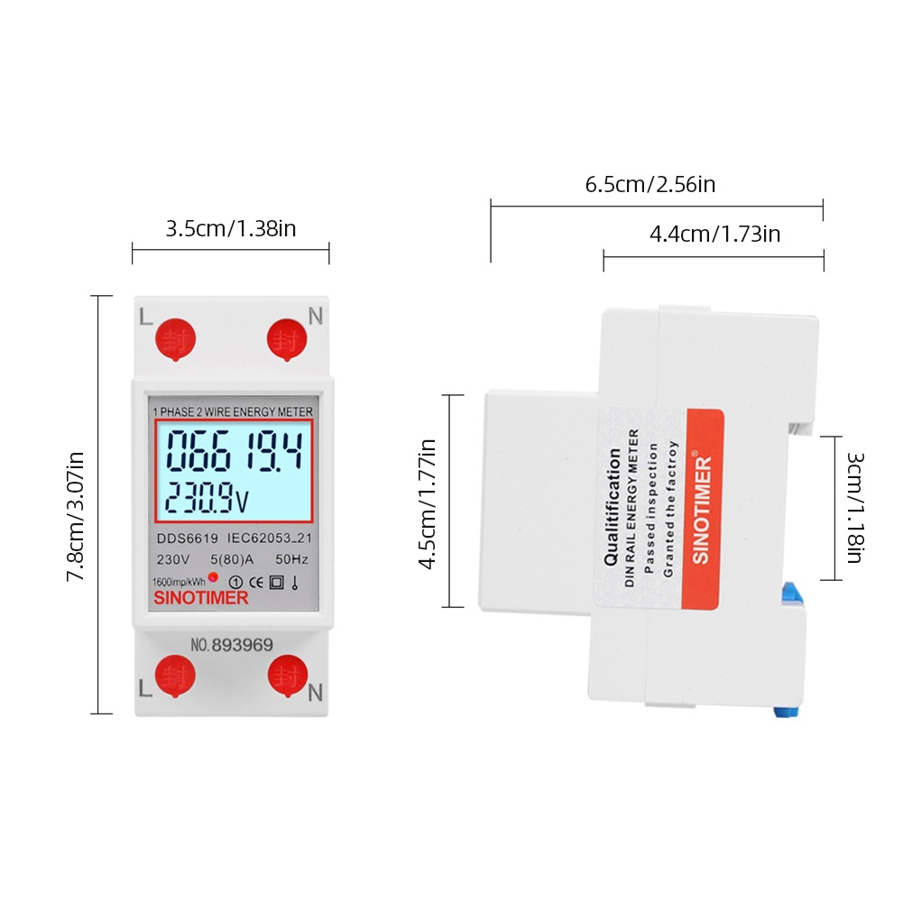 DDS6619 5-80A 230V LCD-Digital Single Phase Energy Watt KWh Meter DIN ...