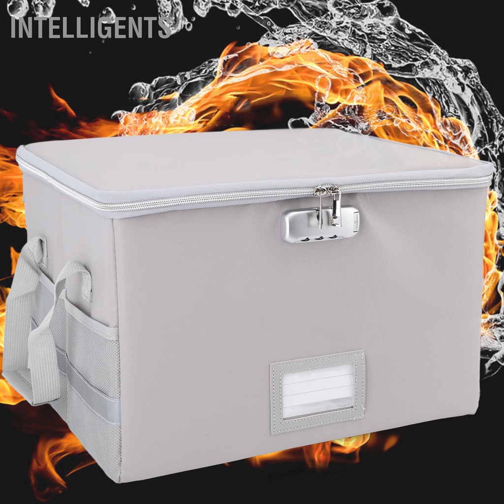 IntelligentS Fireproof Document Box with Lock Waterproof Portable File ...