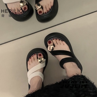 JUSLIN   รองเท้าแตะผู้หญิง ส้นแบน ใส่สบาย สไตล์เกาหลี รองเท้าแฟชั่น 2023 ใหม่  fashion สไตล์เกาหลี Chic ทันสมัย D22E031 37Z230910