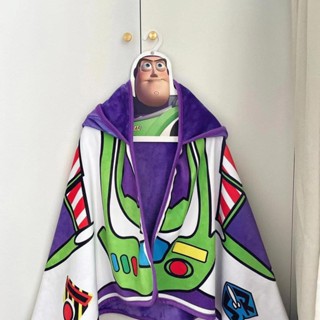 Buzz Lightyear ผ้าห่ม ผ้าคลุมไหล่ ลายการ์ตูน ให้ความอบอุ่น สําหรับห้องน้ํา ออฟฟิศ