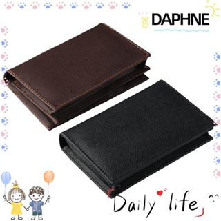 Daphne กระเป๋าใส่บัตรเครดิต แบบหนัง สีน้ําตาล สีดํา สําหรับสํานักงาน 2 ชิ้น
