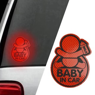 สติกเกอร์ไวนิลสะท้อนแสง Baby On Board Baby in Car สําหรับติดตกแต่งหน้าต่างรถยนต์