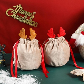 ถุงขนม ผ้ากํามะหยี่ ลายกระต่าย สําหรับใส่ขนมหวาน ตกแต่งปาร์ตี้คริสต์มาส
