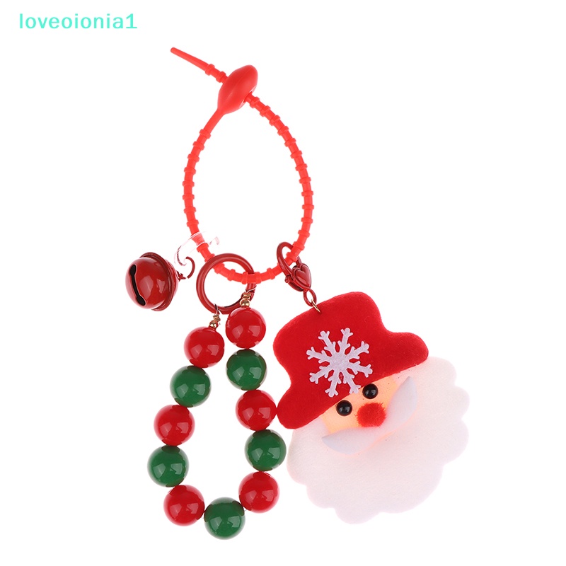 loveoionia1-พวงกุญแจรถยนต์-จี้ซานตาคลอสน่ารัก-ประดับลูกปัด-สําหรับผู้หญิง-ia