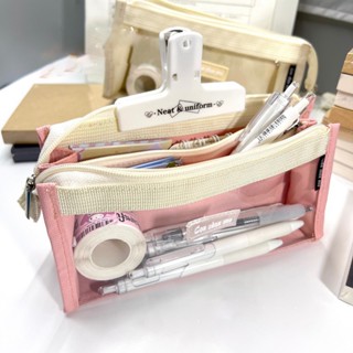 กระเป๋าดินสอ ขนาดใหญ่ จุของได้เยอะ สีโปร่งใส แบบเรียบง่าย