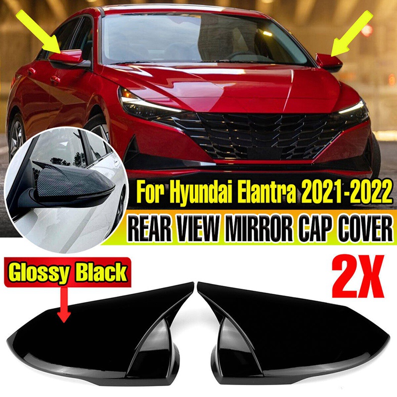 ฝาครอบกระจกมองหลังรถยนต์-สีดํามันวาว-สําหรับ-hyundai-elantra-2021-2022-1-คู่